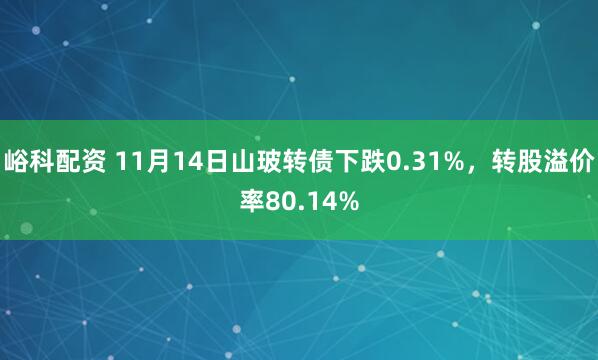 峪科配资 11月14日山玻转债下跌0.31%，转股溢价率80.14%