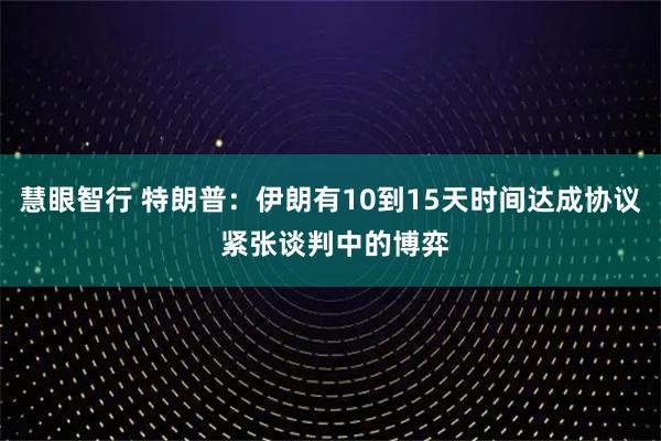 慧眼智行 特朗普：伊朗有10到15天时间达成协议 紧张谈判中的博弈